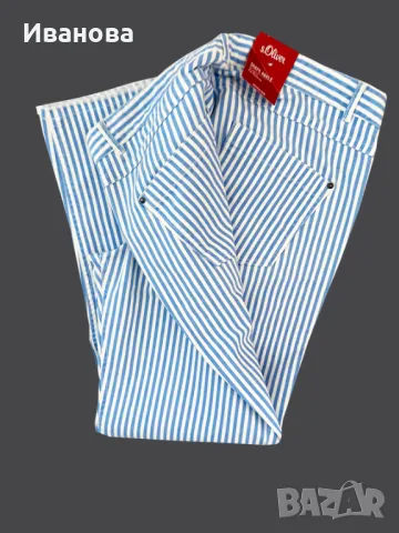 S.Oliver Летен памучен панталон. Бял. Син. , снимка 8 - Панталони - 50437079