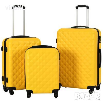 vidaXL Комплект твърди куфари с колелца, 3 бр, жълти, ABS(SKU:91890