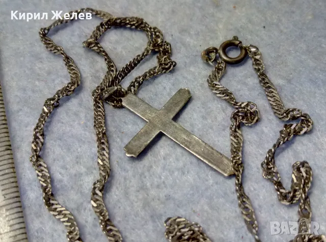 СТАР ОРНАМЕНТИРАН СРЕБЪРЕН КРЪСТ СРЕБРО 835 N с СРЕБЪРНА ВЕРИЖКА СРЕБРО 900 МАЙСТОРСКА РАБОТА 50113, снимка 3 - Антикварни и старинни предмети - 49913117