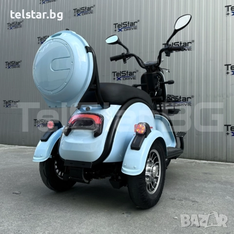 Електрическа триколка 2+1 750.1 ТИП VESPA STYLE с диференциал Нов модел, голяма равна седалка, подхо, снимка 2 - Мотоциклети и мототехника - 52407229