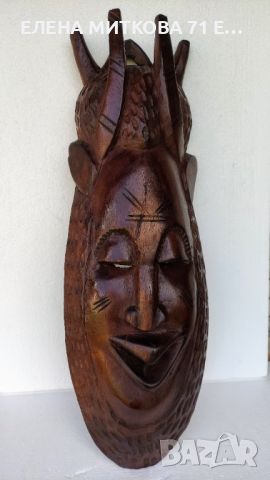 Две големи масивни маски от африканско дърво ръчна изработка, снимка 6 - Антикварни и старинни предмети - 45627101