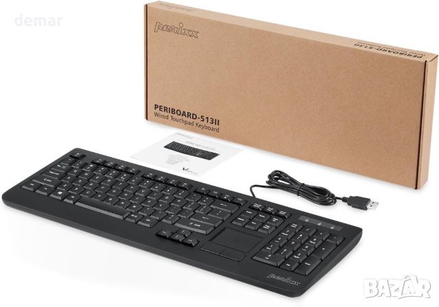 Perixx PERIBOARD-513 кабелна USB клавиатура с тъчпад и с 10 горещи клавиша, черна, снимка 5 - Клавиатури и мишки - 46415542