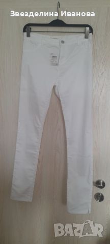 Бял еластичен панталон за момиче, снимка 1