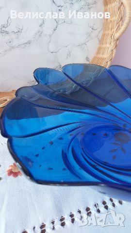 Винтидж фруктиера на Arcoroc в кобалтов син цвят , снимка 4 - Антикварни и старинни предмети - 45120405