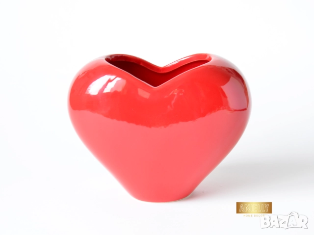Керамично Ваза за Цветя с Форма на Червено Сърце / Саксия за Растения/ Подарък за Приятелка, снимка 12 - Вази - 52417587