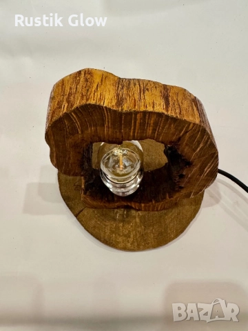 Настолна ръчно изработена рустик лампа, снимка 2 - Настолни лампи - 52380893