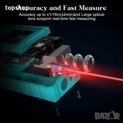 Лазерна ролетка Kiprim LD50E 50M, 2 нивелира, LCD дисплей с подсветка, превключване метри/футове/инч, снимка 8 - Гедорета - 50555714