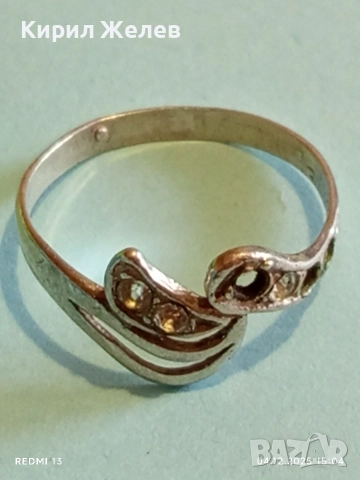 Красив сребърен пръстен с инкрустирани камъни МАРКАЗИТ много красив 50168, снимка 4 - Пръстени - 52651275