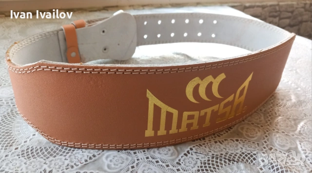 Професионален кожен колан за фитнес MATSA (XL) – Двойно шит – НОВ