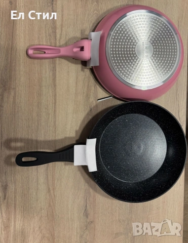 Комплект тигани Cheffinger с мраморно покритие – 3 части за всяка кухня - черен цвят, снимка 13 - Съдове за готвене - 53573465