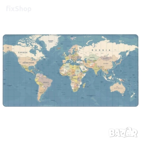 Геймърски пад за мишка и клавиатура – “World Map” – 90×40 см – RC-K-1074 – Син, снимка 9 - Клавиатури и мишки - 51841890