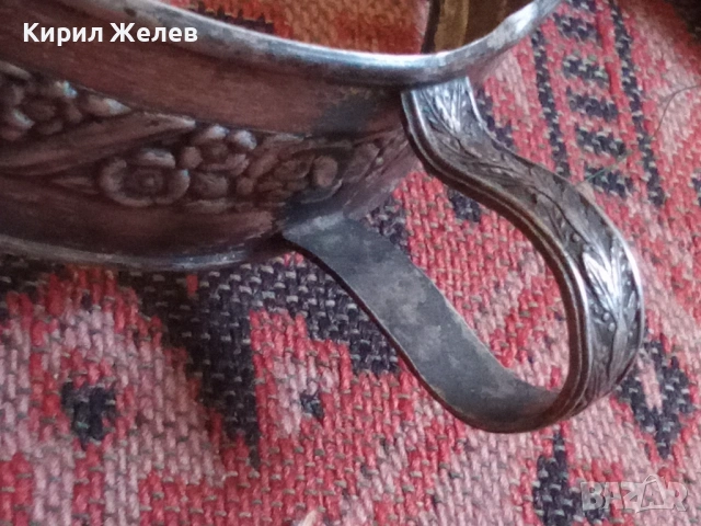 Античен поднос с дръжки декориран сребърен или посребрен 54307, снимка 6 - Антикварни и старинни предмети - 53601258