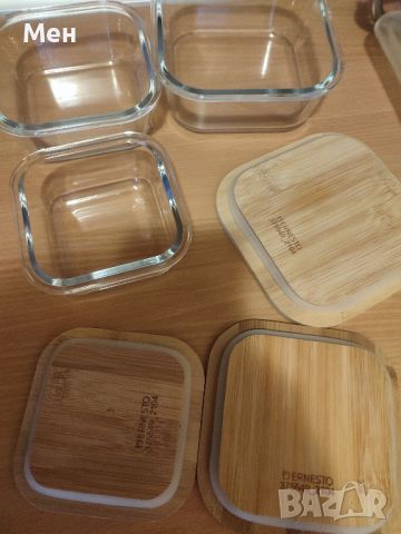 Сет от 3 броя Стъклени кутии с капак от бамбук за съхраняване на хранителни и другипродукти, снимка 2 - Кутии за храна - 45075484