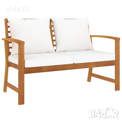 vidaXL Градинска пейка 120 см с кремава възглавница, акация масив(SKU:311829, снимка 1 - Градински мебели, декорация  - 45529411