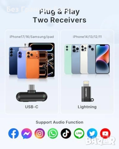 Нов Безжичен лавалиерен микрофон 200м AI шумопотискане 48kHz за TikTok, снимка 8 - Микрофони - 53010668