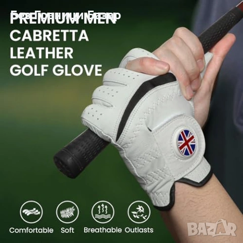 Нова Мъжка голф ръкавица Cabretta Leather Weathersof + магнитен маркер, снимка 7 - Голф - 53739440