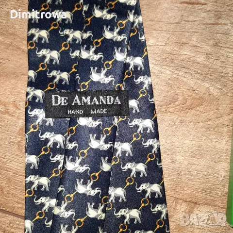 Вратовръзка 100% коприна De Amanda Elephant Handmade 100% Silk Tie, снимка 8 - Други - 47043150