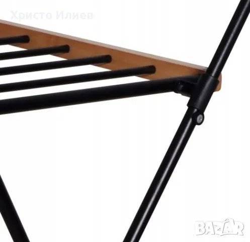 Сушилник за дрехи Сушило за дрехи разтегателно черно с бамбук, снимка 2 - Сушилници - 49480552