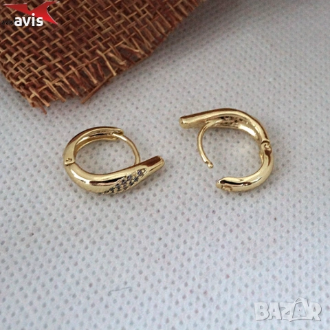 Обеци с 14К златно покритие 2141864, снимка 2 - Обеци - 53491645