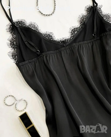 сатенен топ с дантела , снимка 2 - Бельо - 54003133