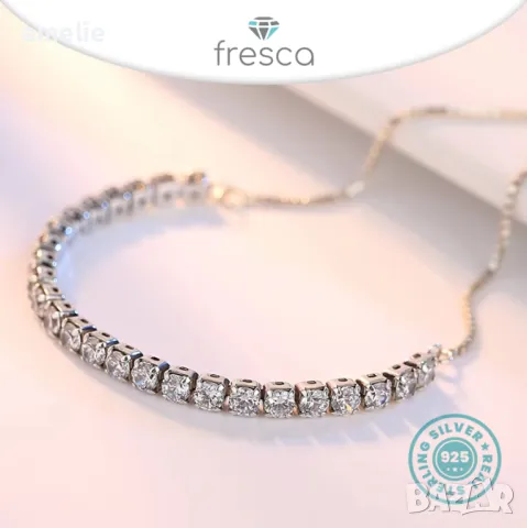 Ново! Дамска гривна сребро 925 Fresca Moissanite Exclusive. , снимка 3 - Гривни - 47521033