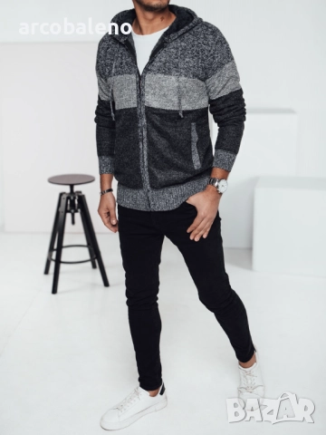 Мъжки изолиран пуловер с качулка, 2цвята , снимка 7 - Пуловери - 52476983