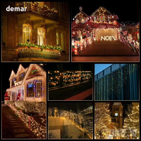 SLWOO Соларни лампи за външен монтаж - 5M 50 LED гирлянди, водоустойчиви, 2 режима, топло бяло, снимка 6 - Соларни лампи - 50951406