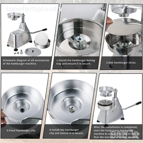 Професионална преса за бургер Commercial Burger Machine, 130mm, снимка 7 - Обзавеждане на кухня - 53718671