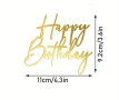 Happy Birthday златист надпис за отпред страничен акрил топер украса торта рожден фронтален, снимка 7