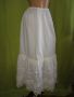 Дълга памучна бяла фуста с волан и памучна дантела М,Л, снимка 2