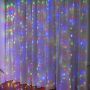 Коледни лампички с 300Led лампи 3 метра на 3 метра ,коледна завеса с дистанционно. Цветове - Студено, снимка 1 - Лед осветление - 45686339
