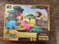 Комплект фигурки HalfToys, 5 магнитни животни: хипопотам, слон, лъв, крокодил, антилопа+диорама, снимка 1