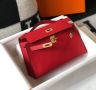 Червена чанта по модел на Хермес Hermes Kelly mini, снимка 1 - Чанти - 45782577