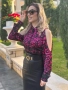Дамска  черно с розово сатенена риза с  животински принт  голи рамене XS-XL, снимка 2