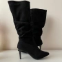 **НОВИ** стилни дамски ботуши на ток в черен цвят, размер 38, снимка 2