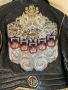 Луксозно ново  кожено оригинално черно яке Philipp Plein  бродерия череп с камъни обточено синджири, снимка 11