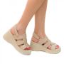 Дамски сандали на платформа от естествена кожа в бежов цвят, снимка 1 - Сандали - 45890954