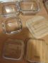 Сет от 3 броя Стъклени кутии с капак от бамбук за съхраняване на хранителни и другипродукти, снимка 2