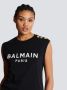 BALMAIN Gold Buttons Logo Print Дамска Тениска без Ръкави / Потник size S, снимка 1