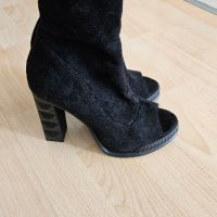 Чизми черни пролетни с ток, снимка 1 - Дамски обувки на ток - 45485090