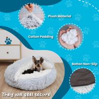 NOWI Кучешко легло за малки породи, успокояващо, с качулка, меко, топло, миещо се, 65 см, сиво, снимка 4 - За кучета - 45097349