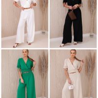 Дамски комплект панталон от две части и блуза, 4цвята , снимка 1 - Комплекти - 45629043