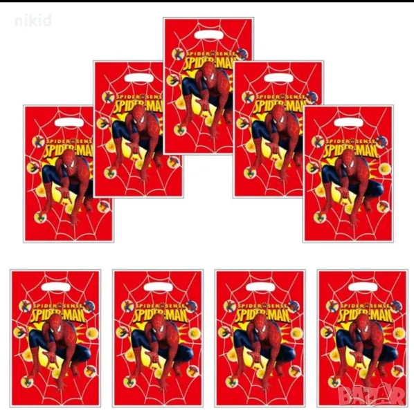 Spiderman Спайдърмен червени 10 бр торбички за лакомства подарък рожден ден парти, снимка 1