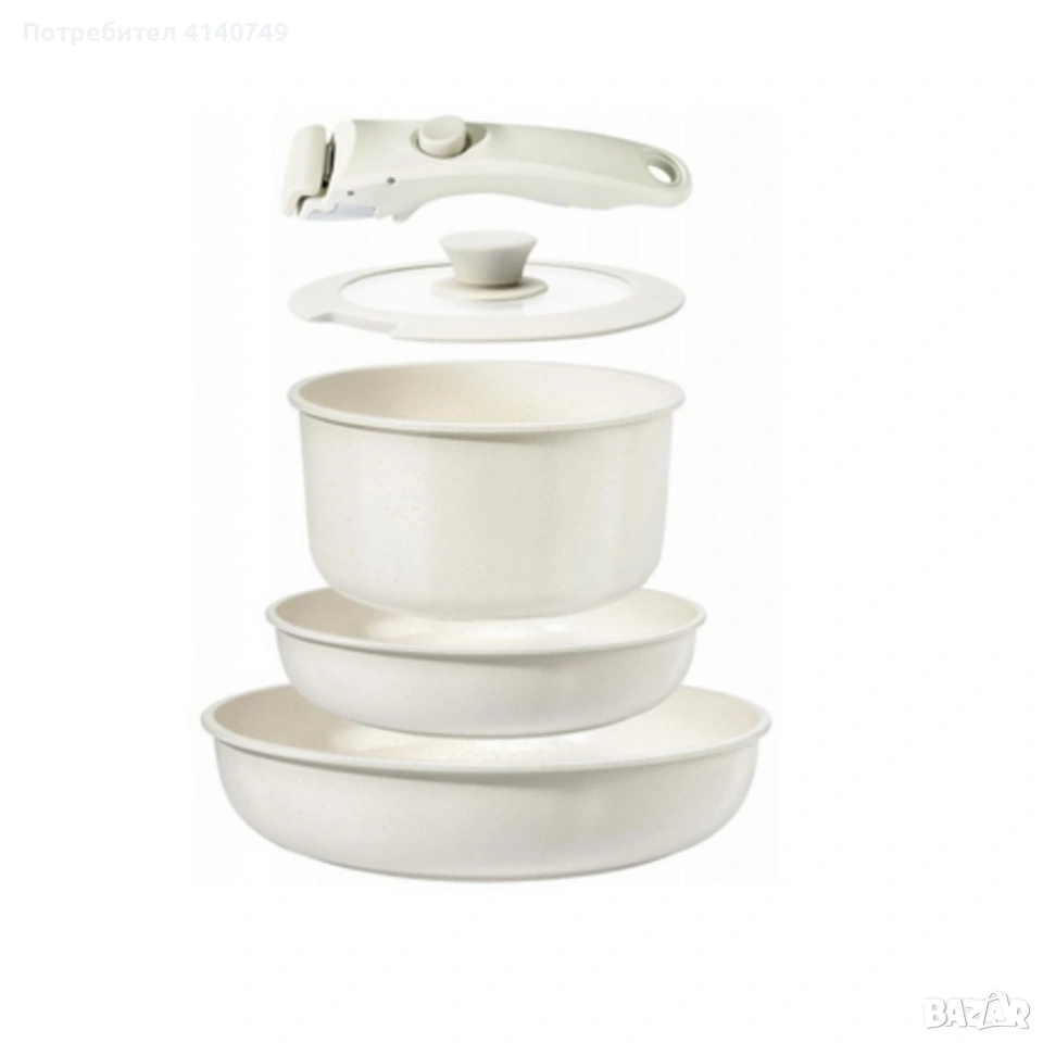 Комплект съдове Goldmann GM-1005 – 5 части с подвижна дръжка, мраморно покритие и индукция, снимка 1