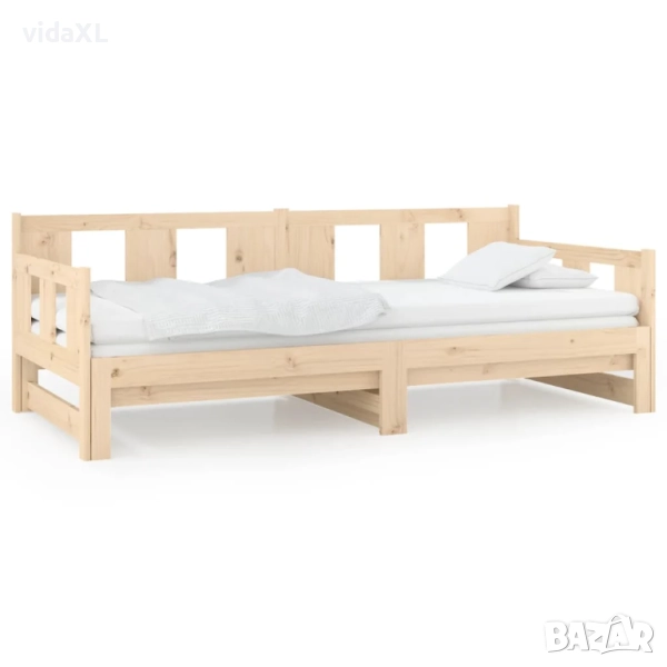 vidaXL Разтегателна кушетка, борово дърво масив, 2x(90x200) см（SKU:820282）, снимка 1