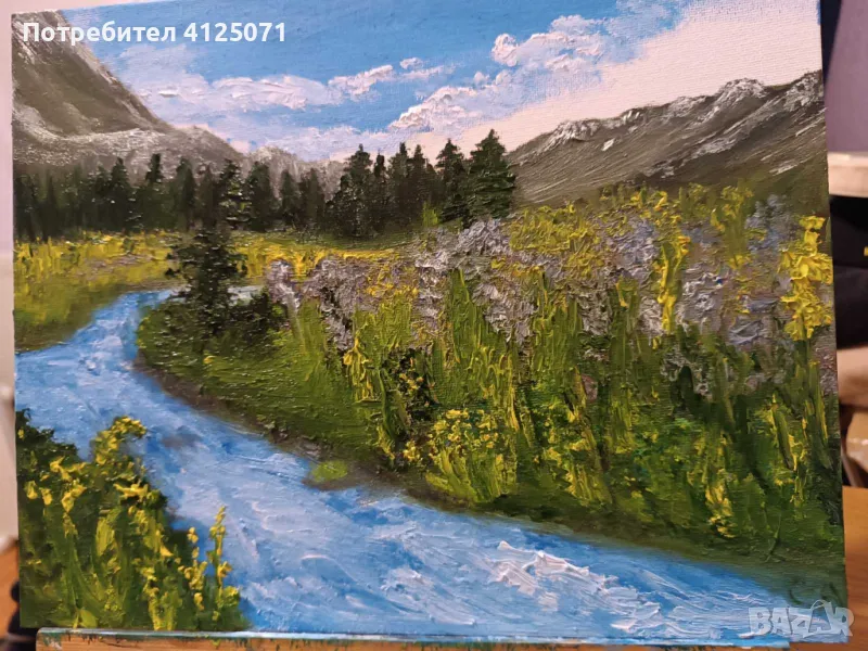 Картина с маслени бои 24x30 "При тихи води", снимка 1