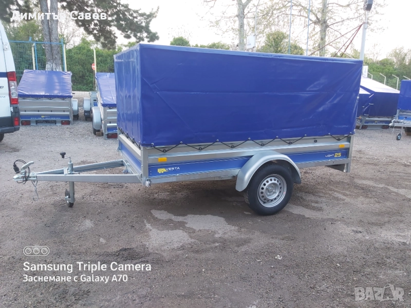 Туристическо, самосвално ремарке VESTA LIGHT 25 с брезент и шпригли Н120, снимка 1