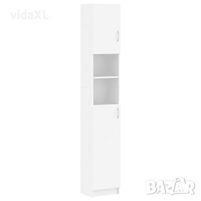 vidaXL Шкаф за баня, бял, 32x25,5x190 см, ПДЧ（SKU:802876, снимка 1