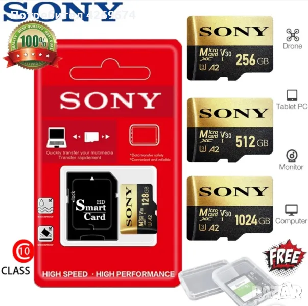 Карта памет SONY 256GB, 512GB и 1TB , снимка 1