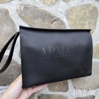 Armani Кожена Черна Мъжка Чанта , снимка 1